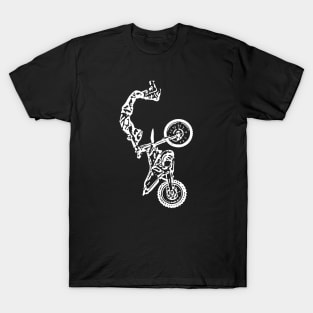 Motocross Jumping Freestyle White Sketch Art T-Shirt